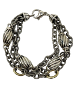 Alisa 3 Strand Sterling Twisted Cable Links &amp; Beads &amp; 18k Gold Ovals Bra... - $474.99