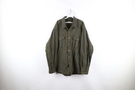 Vtg Eddie Bauer Mens XL Distressed Heavyweight Chamois Cloth Button Shirt Green - $49.45