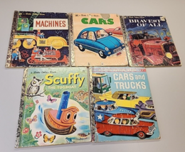 Lot of 5 Little Golden Books Mixed Lot Vintage cars boat machines - £8.46 GBP