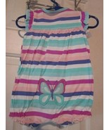 NWT CARTERS Girl&#39;s 6M Butterfly Applique Striped Ruffle Sleeveless Short... - £4.69 GBP