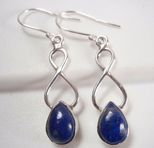 Lapis Lazuli Infinity 925 Sterling Silver Dangle Earrings - £10.87 GBP