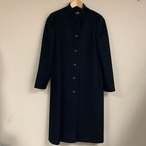 Vintage Black Long 100% Wool Pea Coat Women’s Winter Button Front by KAREN - £71.41 GBP