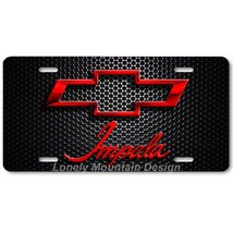 Chevy Impala Inspired Art Red on Mesh FLAT Aluminum Novelty License Tag Plate - £14.38 GBP