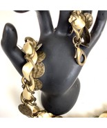 Vintage Unique MCM Fabric &amp; Brass Medallion Gold Tone Belt 41” Long Dangles - $31.97 CAD