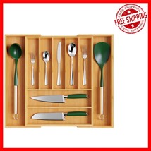 Elegant Natural Bamboo Cutlery Organizer – Expandable for Kitchen Utensils - $44.61