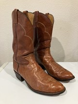 Men&#39;s Size 9D Tony Lama Tan Leather Western Cowboy Boots Make in The USA 5084 - £48.06 GBP