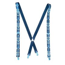 Skeleton Print Y-shaped Fabric/Elastic Black/white Suspenders clip on attachment - £22.19 GBP