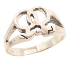 925 Sterling Silver Vintage Ring Interlocking Gender Symbol Band Sz 12.5... - $48.66