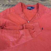 Vintage Polo Ralph Lauren XXL Rust Red Long Sleeve Rugby Elbow Patch Polo Pony - $41.85