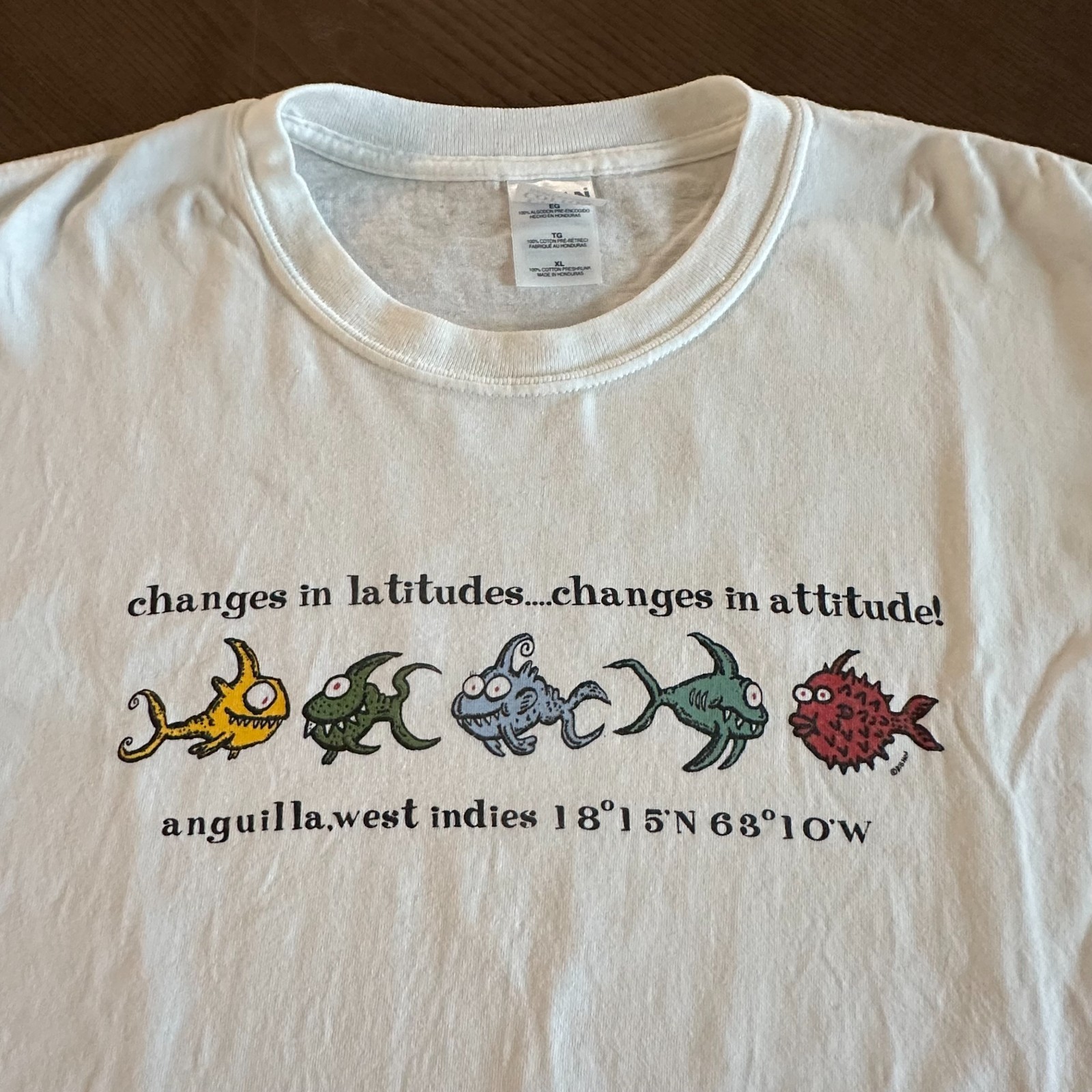 1990s Y2K Changes In Latitude West Indies Shirt Size XL Funny Fish Novel... - $19.42
