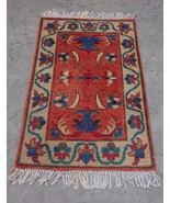 Bohemian Tribal Rust Knotted 2x3 Small Rug - $3,224.48 MXN