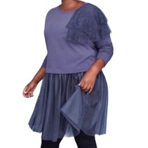 Lane Bryant Tunic Sz 1X Top Lagenlook Fairy Mixed Media Tulle Mesh Sheer... - £24.34 GBP