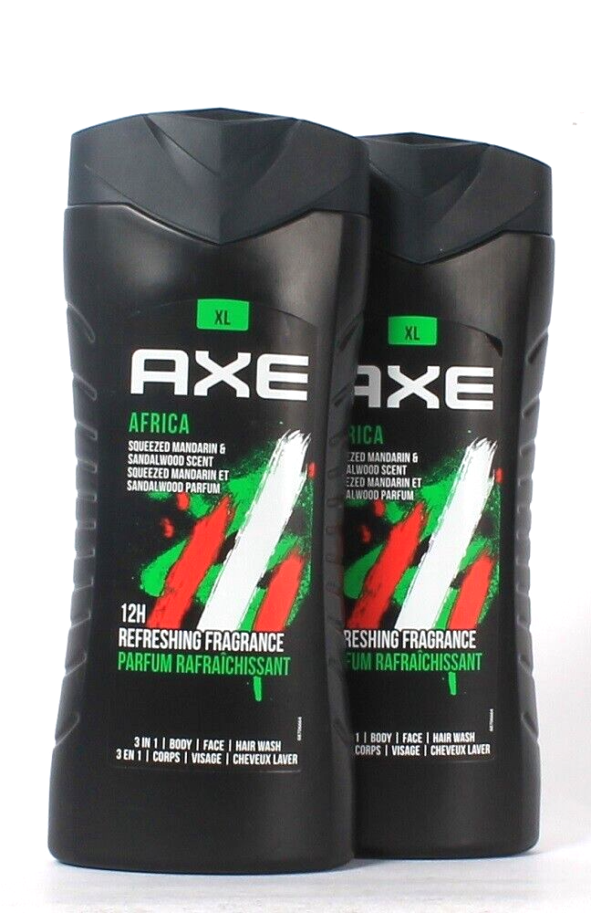 2 Bottles Axe 13.5 Oz Africa Mandarin & Sandalwood 3in1 Body Face Hair Wash - $25.99