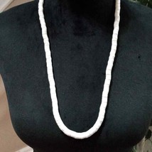 Womens Fashion White Santo Domingo Shell Beaded Long Necklace with Round Clasp - $27.00