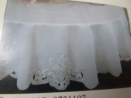 Floral beige roses tablecloth DAMASK, 72 beige&quot; round - $53.46