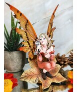 Fantasy Autumn Fall Forest Monk Fairy Fae Blowing Wish Bubbles Figurine - $680.89 MXN