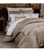 Sferra Ambra Euro Continental Pillow Sham Sable Egyptian Cotton Silk Sat... - $54.90