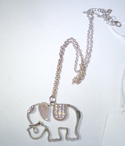 Necklace Chain Pendant Silver Tone Elephant Trunk Up for Good Luck 20&quot; 2&quot; Extend - £3.19 GBP