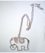 Necklace Chain Pendant Silver Tone Elephant Trunk Up for Good Luck 20&quot; 2... - $4.00