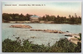 Schooner Island Alexandria Bay Thousand Islands NY Hand Colored Postcard C38 - £7.77 GBP