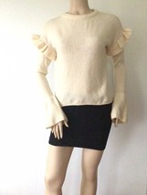 NEW ROMEO + JUILET Couture Cream Ruffle Detail Bell Sleeve Knit Sweater (Size S) - £31.56 GBP