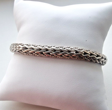 925 Sterlig Silver Heavy Woven Braid Snake Artisan Bracelet 7.5 Inch - £109.96 GBP