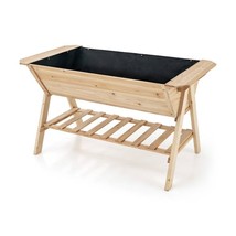 Farmhouse 2 Tier Large Outdoor Natural Wooden 5-ft Raised Garden Bed Planter Box - £166.10 GBP