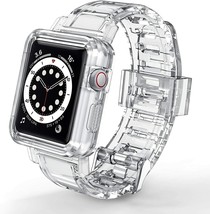 Compatible with Apple Watch Bands Case 42mm 44mm for Men Women, Crystal Clear - £10.34 GBP