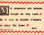 Vtg Postcard 1910 P.L. Wells Howard Payne Lyrics No Place Like Home Gran... - $13.32