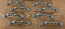 Set 8 Vtg 70s Brushed Satin Nickel Colonial Styles Drawer Pulls Cabinet Handles - £799.35 GBP