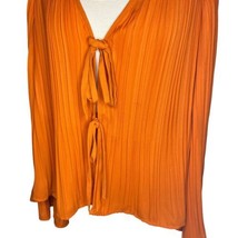 Asos Orange Long-sleeve V-neck Tie-front Blouse Top Size 6 - £22.20 GBP