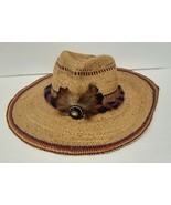 Unbranded Western Cowgirl Straw Hat Summer Sun Embellished Feathers - £31.32 GBP