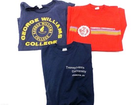 3 VTG 70s-80s T Shirt Indie Thin Velva Sheen George Williams College Cornell S M - £34.45 GBP