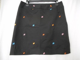 Rafaella unlined Skirt Size 8 Black with multi colored embroidered flip ... - $282.72 MXN
