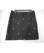 Rafaella unlined Skirt Size 8 Black with multi colored embroidered flip ... - $15.20