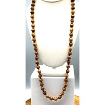 Vintage Beaded Strand Necklace with Lightweight Wood Beads, Boho Chic with Lots - £22.42 GBP