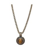 Vintage Premier Designs Tiger&#39;s Eye Silver Tone Pendant Necklace Costume... - €20,75 EUR