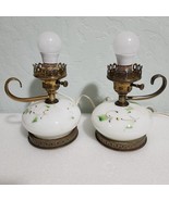 Vtg GWTW White Milk Glass Lamp Hand Painted -no Shade - $82.58 CAD