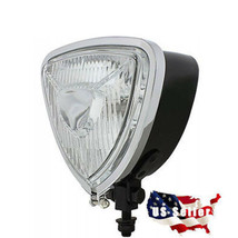 Chrome 4-1/2&quot; Motorcycle Black Round Back Headlight Lamp Bulb Bucket Ass... - $74.95