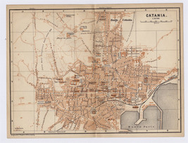 1900 Antique Map Of City Of Catania / Sicily / Italy - £20.52 GBP