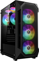 ATX Mid Tower Gaming Computer PC Case Tempered Glass, Built-In 4X 120Mm - $125.72
