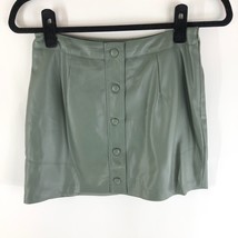 Lulus Most Fab Olive Green Vegan Leather Button-Front Mini Skirt XS - $24.06