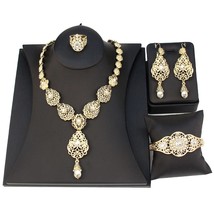 Arabic Bride Jewelry Sets 18k Gold Color Morocco Algeria Necklace Earring Bangle - £29.08 GBP