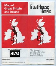 TrustHouse Hotels Brochure with Avis Map of Great Britain &amp; Ireland 1969 - £14.24 GBP