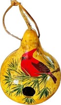 CARDINAL BIRDHOUSE - Amish Hand Painted Winter Pine Gourd Bird House USA - $53.99