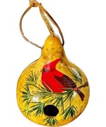 CARDINAL BIRDHOUSE - Amish Hand Painted Winter Pine Gourd Bird House USA - $1,017.60 MXN