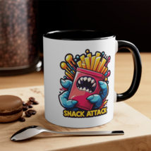 Foodie Coffee Mug Snack Attack Fast Food Lover Gift 11oz Two Toned Ceramic Cup - £15.81 GBP