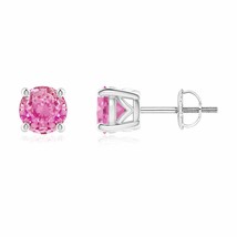 Natural Pink Sapphire Solitaire Stud Earrings in 14K Gold (Grade-AA , 5.5MM) - £643.05 GBP