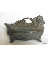 Vintage Antimony Jewelry Box Flowers 4.5 x 3&quot; Not Perfect - $29.70