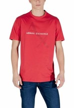Armani Exchange Men T-Shirt Pink Short Sleeve Designer Logo Tee 2025 Col... - $69.39 CAD